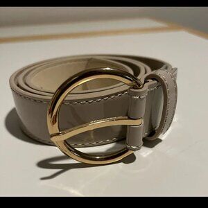 Rb Cream Vinyl Belt With Gold Buckle Medium W30